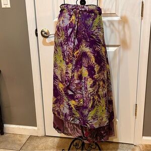 Tropical Reversible Wrap Midi Length Skirt